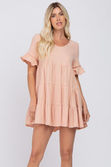 Peach Tiered Maternity Mini Dress