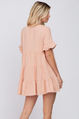 Peach Tiered Mini Dress