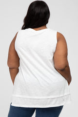 White Sleeveless Layered Hem Plus Top