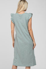 Mint Green Ruffle Sleeve T-Shirt Midi Dress