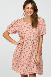 Peach Floral Babydoll Dress