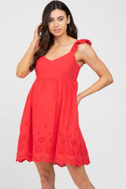 Red Eyelet Lace Maternity Dress