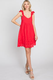 Red Eyelet Lace Dress