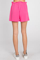 Fuchsia Smocked Waist Pocket Shorts