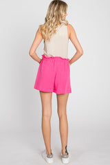 Fuchsia Smocked Waist Pocket Shorts