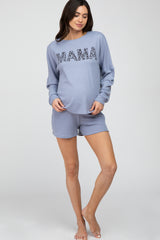 Periwinkle Mama Waffle Knit Maternity Pajama Set