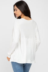 Ivory Button Accent Long Sleeve Maternity Top