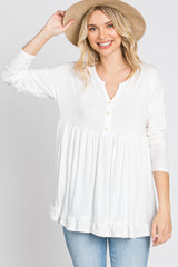 Ivory Button Accent Long Sleeve Maternity Top