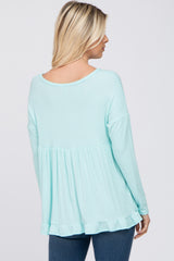 Aqua Button Accent Long Sleeve Top