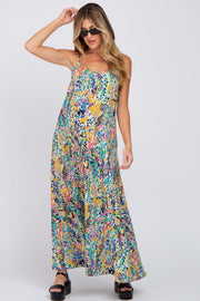 Yellow Watercolor Printed Maternity Maxi Dress