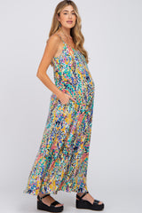 Yellow Watercolor Printed Maternity Maxi Dress