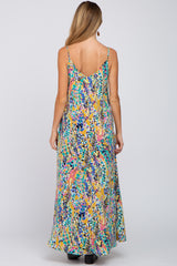 Yellow Watercolor Printed Maternity Maxi Dress