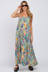 Yellow Watercolor Printed Maternity Maxi Dress