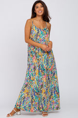 Yellow Watercolor Printed Maternity Maxi Dress