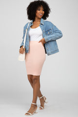 Light Pink Rib Knit Maternity Skirt