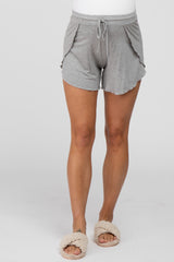 Heather Grey Tulip Drawstring Maternity Lounge Shorts