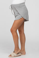 Heather Grey Tulip Drawstring Maternity Lounge Shorts