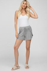 Heather Grey Tulip Drawstring Maternity Lounge Shorts