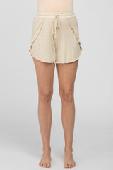 Beige Tulip Drawstring Lounge Shorts