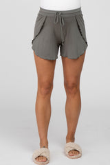 Olive Tulip Drawstring Maternity Lounge Shorts