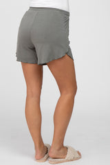 Olive Tulip Drawstring Maternity Lounge Shorts