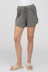 Olive Tulip Drawstring Lounge Shorts