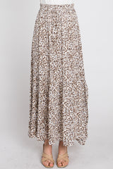 Cream Animal Print Tie Front Maxi Skirt