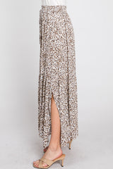 Cream Animal Print Tie Front Maxi Skirt