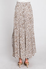 Cream Animal Print Tie Front Maxi Skirt