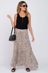 Cream Animal Print Tie Front Maternity Maxi Skirt