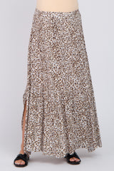 Cream Animal Print Tie Front Maternity Maxi Skirt