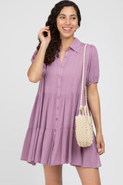 Violet Tiered Button Down Dress