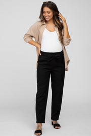 Black Waist Tie Cuffed Maternity Pants