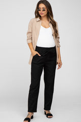 Black Waist Tie Cuffed Maternity Pants