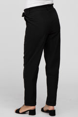 Black Waist Tie Cuffed Maternity Pants