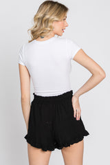 Black Ruffle Hem Shorts