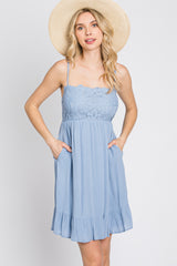 Blue Lace Accent Dress