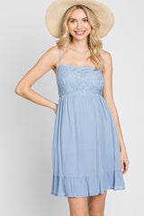 Blue Lace Accent Dress