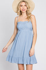 Blue Lace Accent Maternity Dress