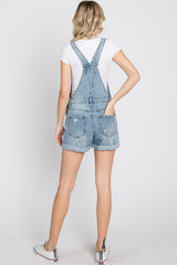 Blue Distressed Denim Short Overalls