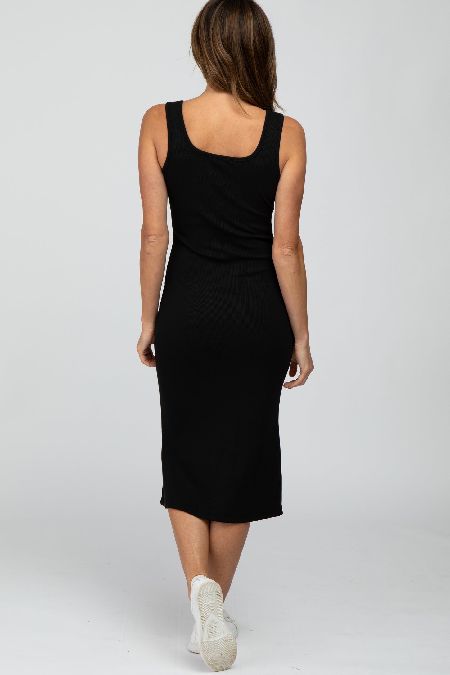 Black Ribbed Midi Dress – PinkBlush