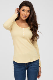 Yellow Waffle Knit Long Sleeve Top