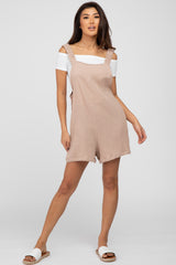 Beige Square Neck Elastic Strap Romper