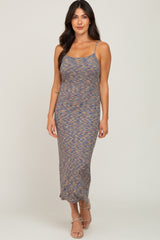 Navy Ribbed Maxi Dress