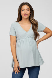 Mint Swiss Dot Peplum Maternity Top