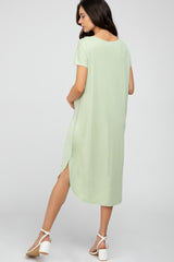 Light Olive Raw Hem Basic Maternity Dress