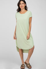 Light Olive Raw Hem Basic Maternity Dress