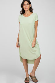 Light Olive Raw Hem Basic Dress