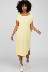 Yellow Raw Hem Basic Maternity Dress