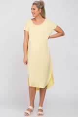 Yellow Raw Hem Basic Maternity Dress